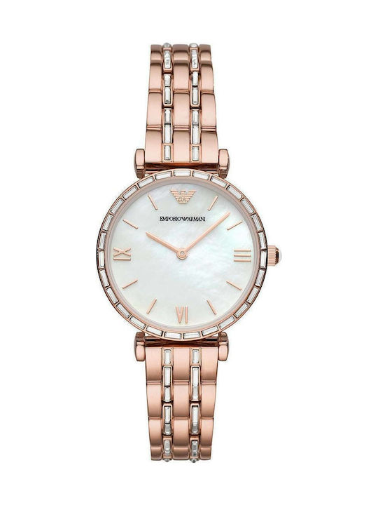 Emporio Armani Gianni T-bar Women's Watch with Pink Gold Metal Bracelet