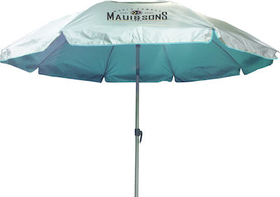 Maui & Sons 1560 Foldable Beach Umbrella Aluminum Diameter 2.2m with UV Protection and Air Vent Light Blue 1569