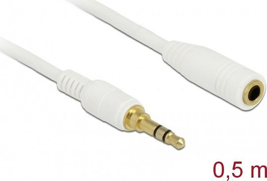 DeLock Καλώδιο Ήχου 3.5mm male - 3.5mm female Λευκό 0.5m με Επίχρυσους Ακροδέκτες 85575