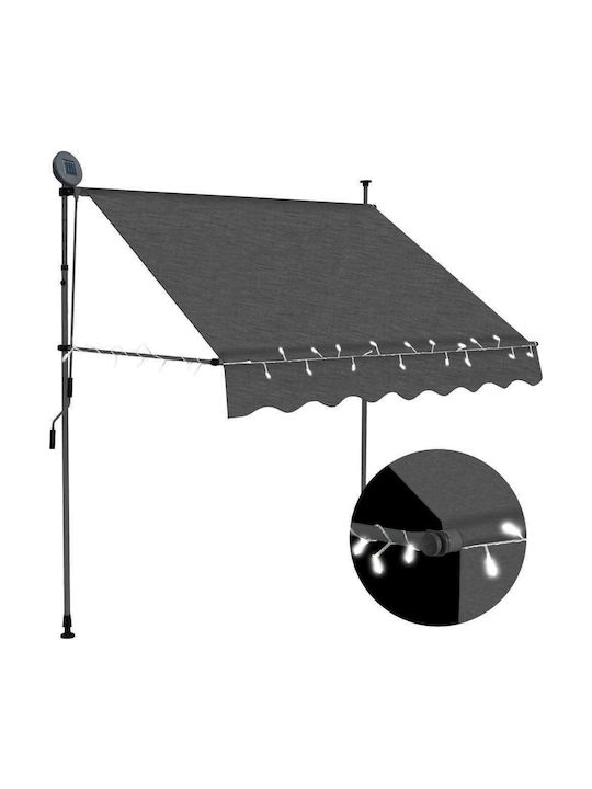 vidaXL Terrace Wall Tent with LED Light Ανθρακί 1x1.2cm