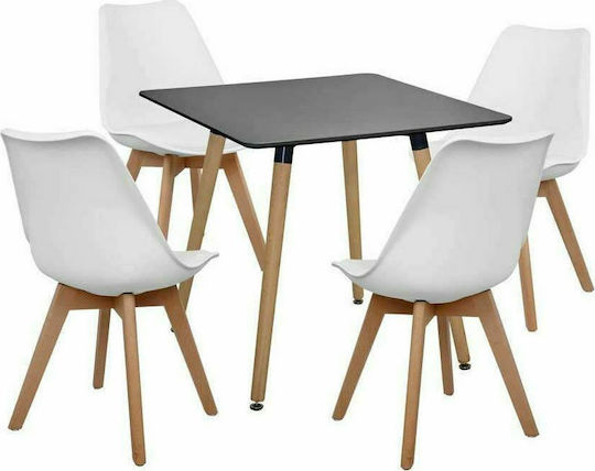 Τραπέζι Κουζίνας Minimal με 4 Καρέκλες 80x80εκ.