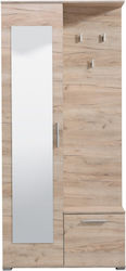 Sebino Έπιπλο Εισόδου με Καθρέπτη / Κρεμάστρα / Παπουτσοθήκη & Ντουλάπα Grey Oak 90.5x35x199εκ.