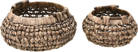 Inart Σετ Διακοσμητικά Καλάθια Ψάθινα Καφέ 48x48εκ. 2τμχ