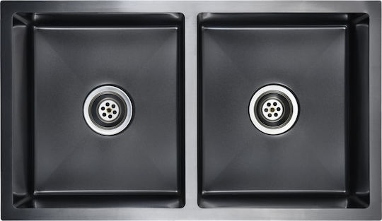 vidaXL Drop-In Sink Inox Brushed W76xD44cm Black