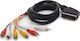 Cable Scart male - Component male / Composite male 1.3m Black