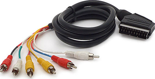 Cable Scart male - Component male / Composite male 1.3m Black