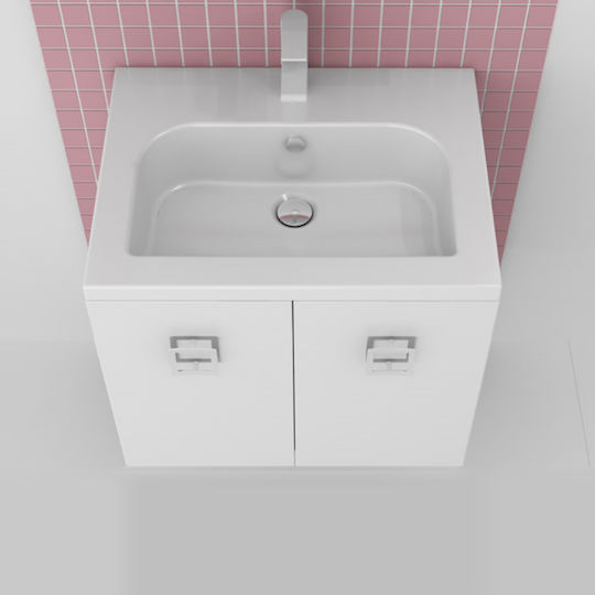 Orabella Mood 60 Πάγκος με Νιπτήρα & Καθρέπτη Μ60xΒ45xΥ50cm Μπεζ