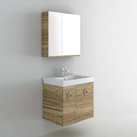 Orabella Vanity 65 Waschtisch mit Waschbecken & Spiegel L65xB45xH50cm Braun