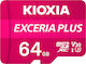 Kioxia Exceria Plus microSDXC 64GB Klasse 10 U3 V30 A1 UHS-I