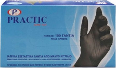 Practic Super Plus Handschuhe Nitril Puderfrei in Schwarz Farbe 100Stück