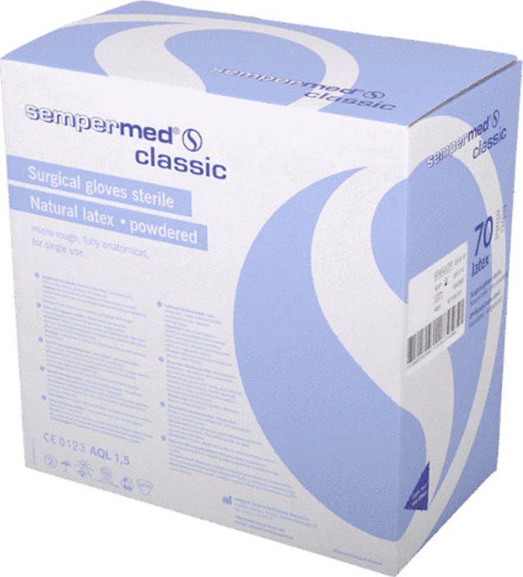 Sempermed Classic Natural Latex Powdered Surgical Gloves Sterile Λευκό
