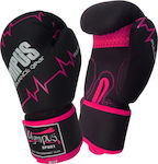 Olympus Sport Pulse Matt Γάντια Πυγμαχίας από Συνθετικό Δέρμα για Αγώνα Μαύρα/Ροζ