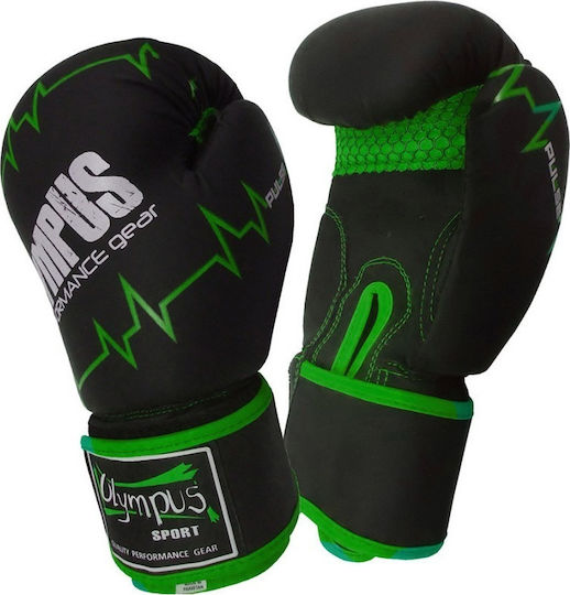 Olympus Sport Pulse Matt PU Kids Boxing Gloves made of Synthetic Leather for Match Green Black/Green