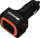 Canyon Автомобилен Заряден Устройство 4.8A с Портове 2xUSB-A Черен Цвят