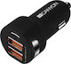 Canyon Автомобилен Заряден Устройство 2.4A с Портове 2xUSB-A Черен Цвят