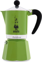 Bialetti Rainbow Stovetop Espresso Pot for 3 Cups Green