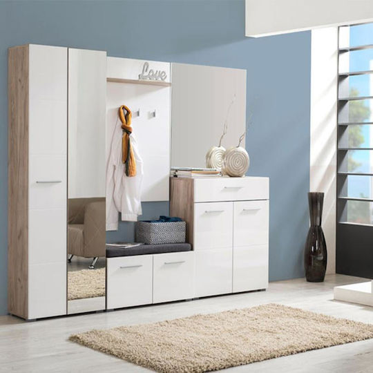Beny Sideboard Wooden with Drawers Grey Oak / White Lacquer 79x35x97.5cm