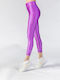Glow Up + Fit 17-2001 Women's Cropped Training Legging Shiny & High Waisted Purple