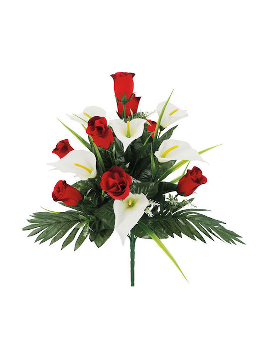 Marhome Buchet din Flori Artificiale Trandafir Red 52cm 1buc