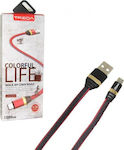 Treqa Împletit USB 2.0 spre micro USB Cablu Roșu 1m (CA-8311) 1buc