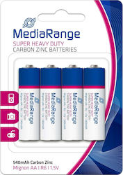 MediaRange Super Heavy Duty Цинкови батерии Цинк AA 1.5V 4бр MediaRange Super Heavy Duty Цинкови батерии Цинк AA 1.5V 4бр