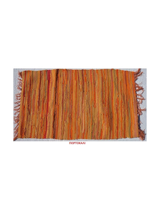 Chios Hellas TA444 Rug Fireplace Rectangular Cotton with Fringes Orange