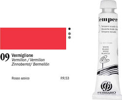 Ferrario Temperella Tempera Colour Paint Tube 20ml Red Vermilion 09