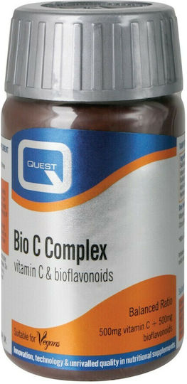 Quest Bio C Complex Vitamin C 500mg & Bioflavonoids Βιταμίνη για Ενίσχυση του Ανοσοποιητικού, τo Δέρμα & Αντιοξειδωτική δράση 500mg 90 ταμπλέτες