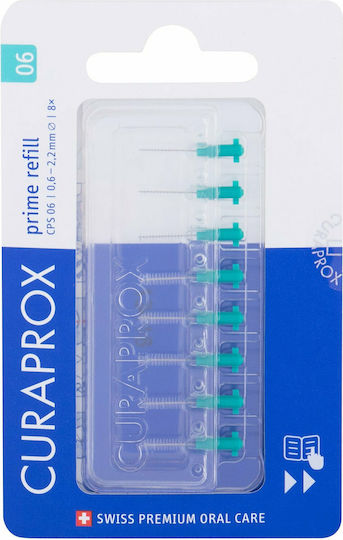 Curaprox Prime Refill Interdental Brush Refills 0.6mm Turquoise 8pcs