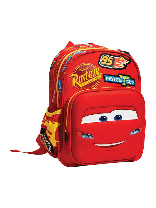 Gim Cars Badges School Bag Backpack Kindergarten in Red color 12lt