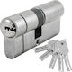 Domus Lock Cylinder Security ECON 100mm (30-70) with Knob and 5 Keys Silver