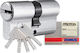 Domus Zylinderschloss Sicherheits Proton 62mm (31-31) mit 5 Schlüssel Silber