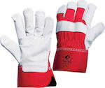Ft-Safety Cotton Safety Glofe Leather-Cotton Red