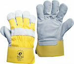 Conik Over Tech Βαμβακερά Γάντια Εργασίας Δερμάτινα Κίτρινα
