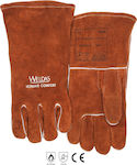 Weldas Gloves for Work Welding Brown Leather/Cotton