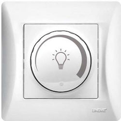 Lineme Χωνευτός Διακόπτης Dimmer με Πλαίσιο LED Περιστροφικός 200W σε Λευκό Χρώμα