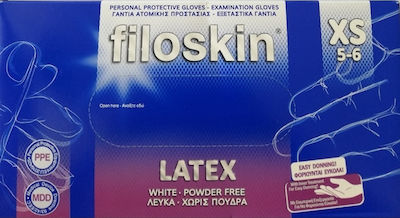 Filoskin Latex Examination Gloves Powder Free White 100pcs