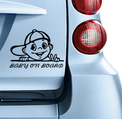 Boy Baby on Board Car Sign Μαύρο Sticker No 85