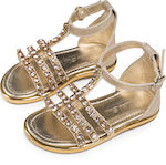 Babywalker Baptism Leather Sandals Gold