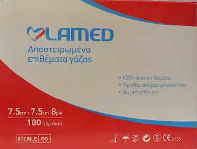 Lamed Sterile Gaze 8ply 7.5x7.5cm 100pcs