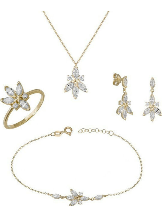 14 carat gold engagement set White Leaves SET036385 SET036385 14 Carat Gold