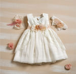 Lollipop Celebrations Ecru Lace Baptism Outfit with Dress , Hair Accessories & Cardigan 3pcs