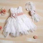 Lollipop Celebrations White Tulle Baptism Outfit with Dress , Hair Accessories & Cardigan 3pcs