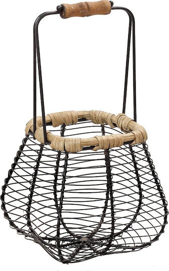 Espiel Decorative Basket Bamboo with Handles Black 14x14x25cm