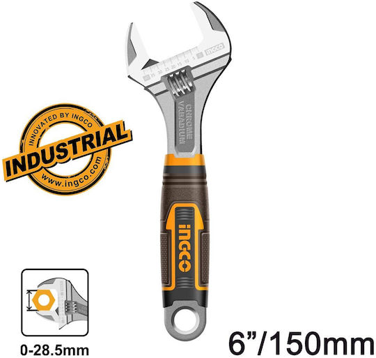 Ingco French Wrench with Adjustable Opening 25mm and Anti-Slip Handle 150mm 6"
