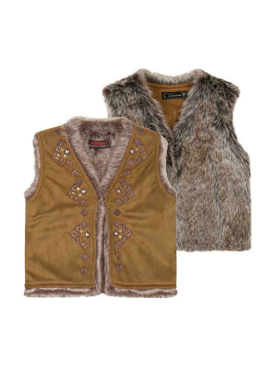 Catimini Urban Faux Wildleder Reversible Gilet CG16013-17-71 Braun Mädchen 3 E