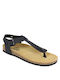 Plakton Leather Women's Flat Sandals Anatomic Negro/Pistachio