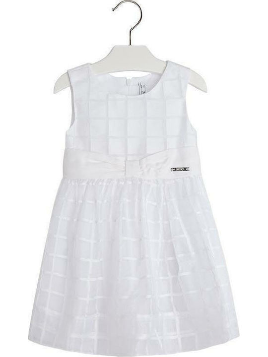 Mayoral Kids Dress Checked Sleeveless White