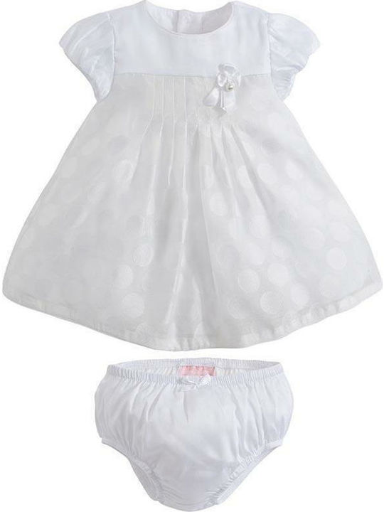 Mayoral Kids Dress Polka Dot Short Sleeve White