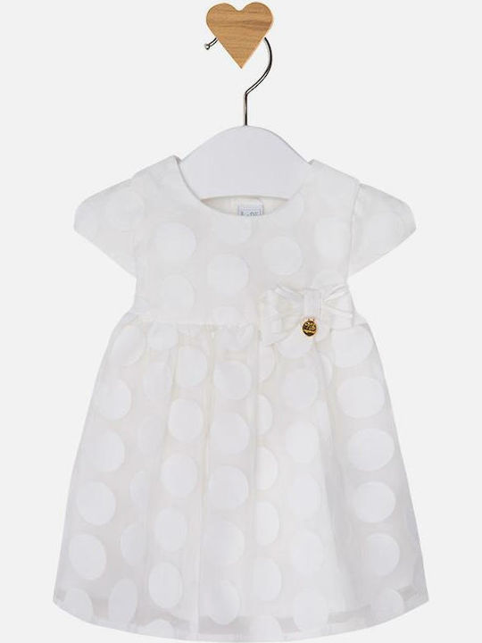 Mayoral Kids Dress Polka Dot Short Sleeve Beige